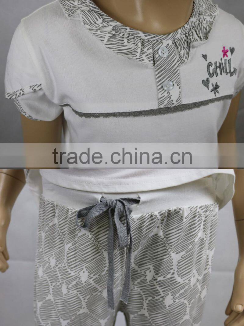 Custom Printing Knitted Cotton Type Kids Pajamas For Girls
