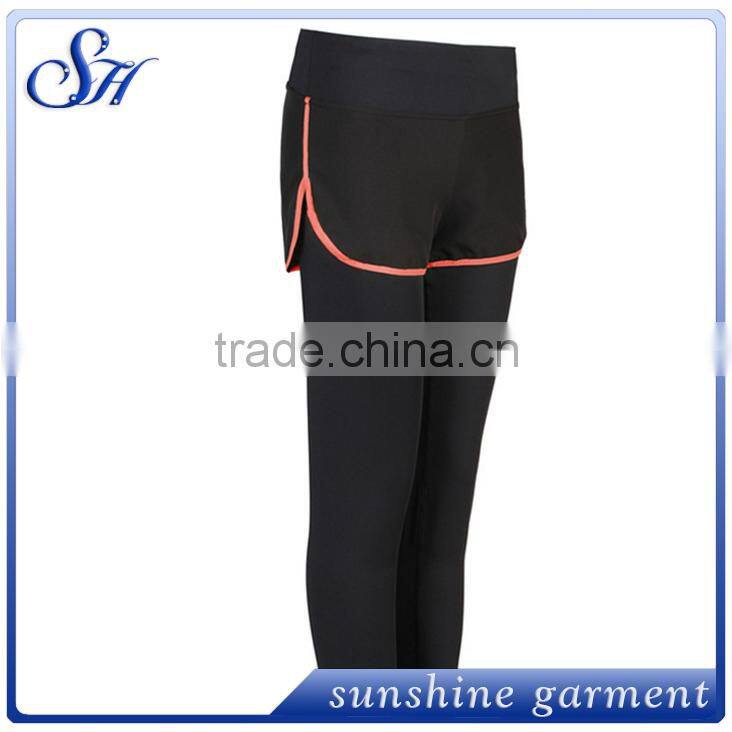 2017 Latest design running fitness False two-piece pants