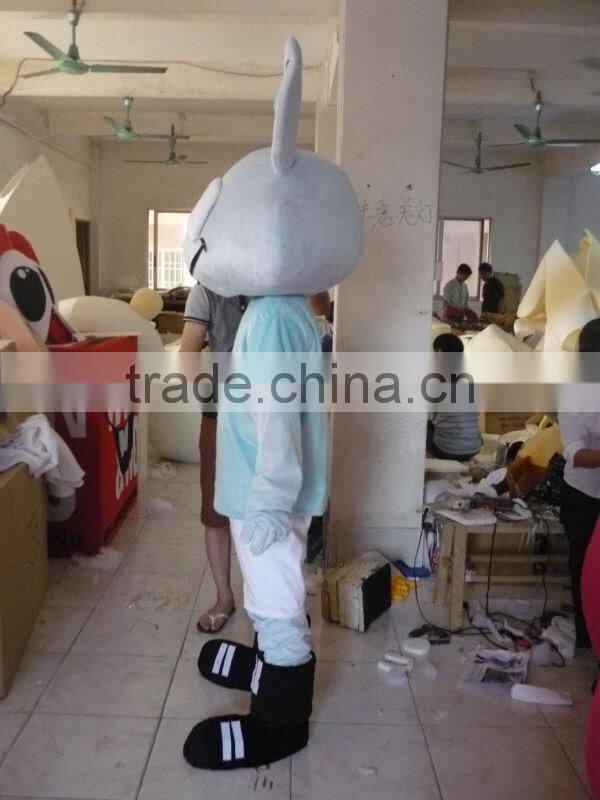 Blue Tshirt Donkey Rabbit Mascot Costume