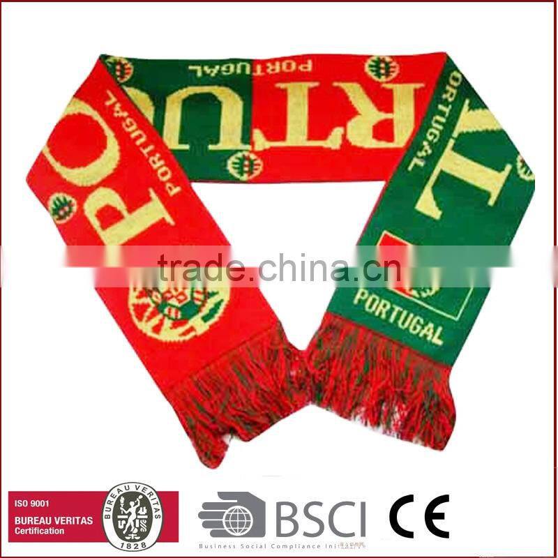 Customized small MOQ arcylic scarf/football scarf/sport scarf