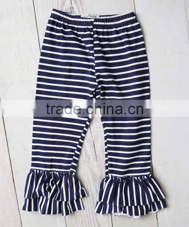 White And Black Stripe Popular Design Toddlers Leggings Wholesale Icing Pants Ruffle Pants For Girls