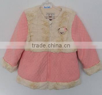 baby girl little bear logo pile fabric winter coat