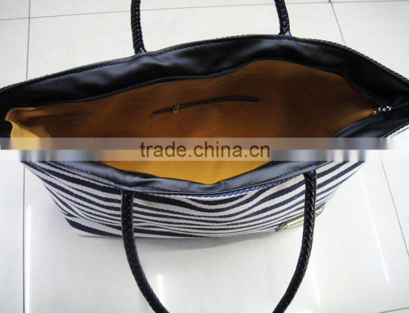 Fashion Lady hot popular stripe canvas shoulder cotton bag