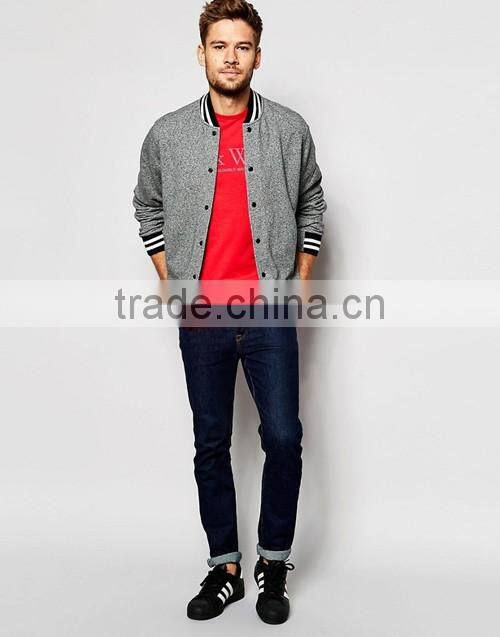 Men zip up plain varsity sweatshirt jacket custom, spring / autumn apperel OEM supplier