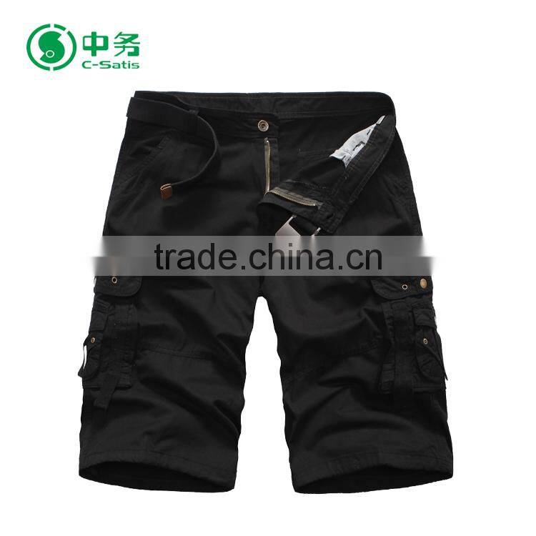 Wholesale Garment Dyed Multi Pockets 100% Cotton Twill Mens Blank Cargo Shorts
