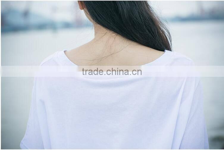 T-shirt female loose big yards of cotton short sleeve pure color in summer