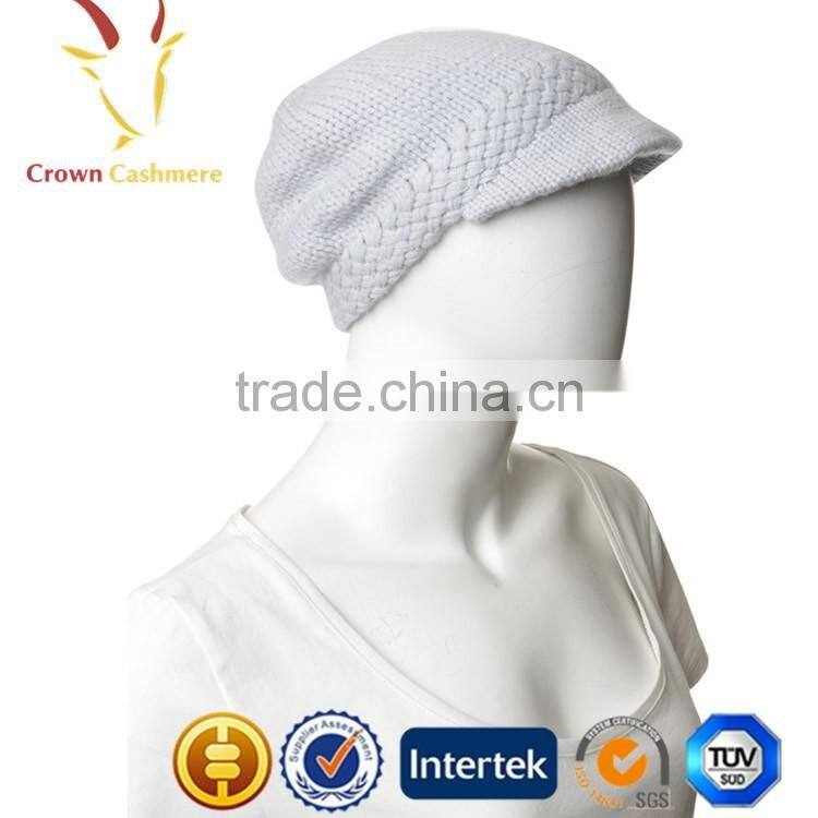 Women Winter Outdoor Knit White Cashmere Beabie Hat Cap