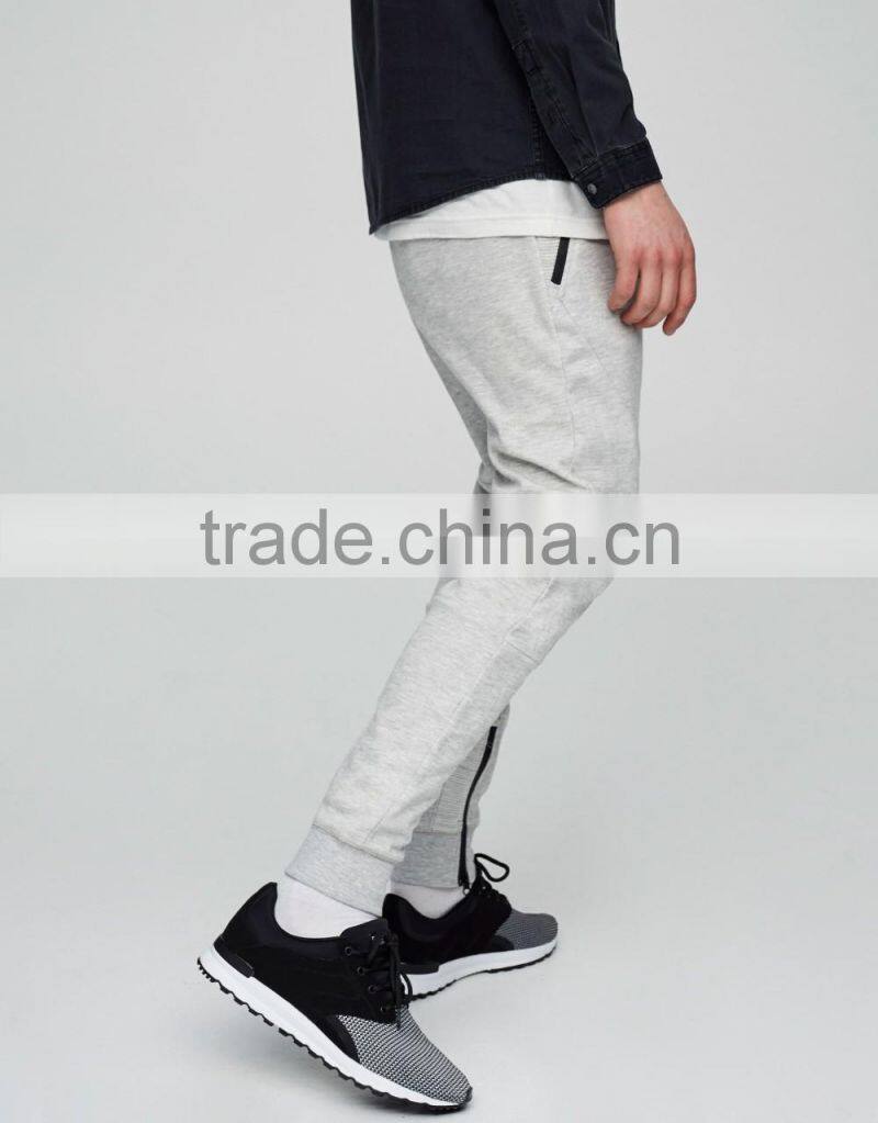 wholesale zipped cuffs zip side pockets mens sweat pants slim joggers