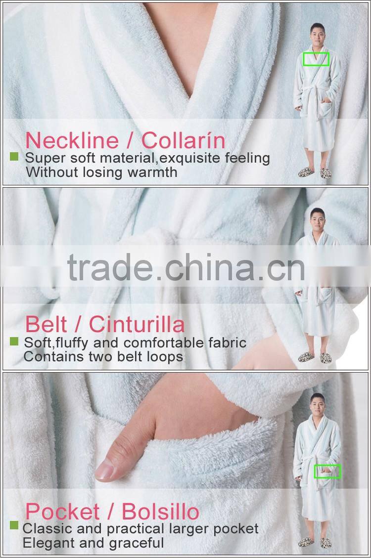 printed wholesale coral fleece bath robe for men