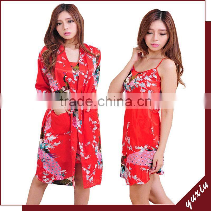 2015 japanese sex girl kimono Satin Silk Robes Nighty Sexy Kimono TP004