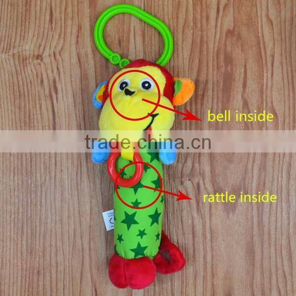 Fuuny animal bell & rattle insert baby educational plush toys bed hanging toys