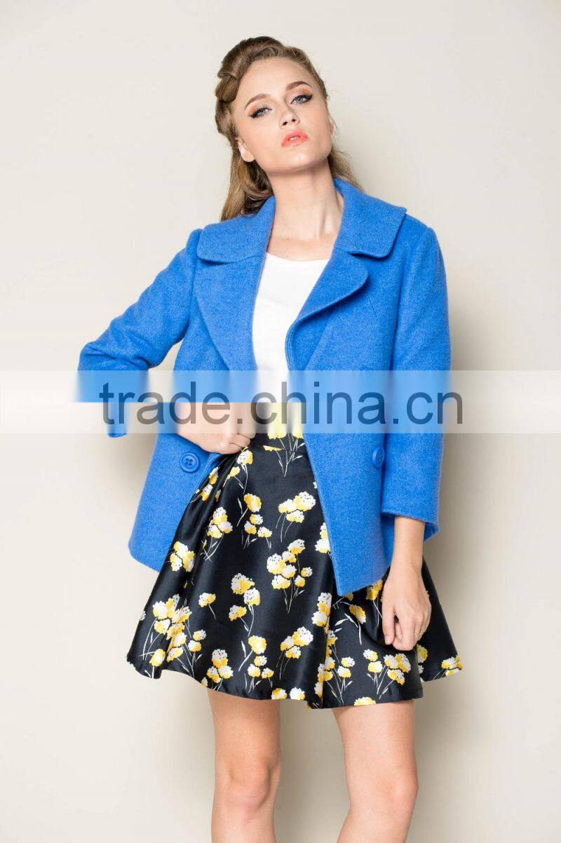 latest formal office style fashionable short women coats wool 2015
