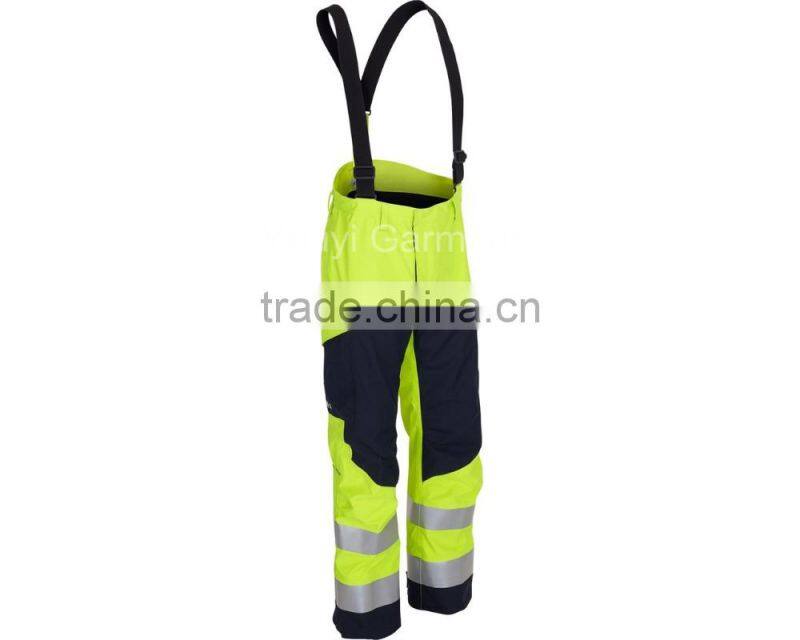 Hi-Vis light green CVC Permanent Fire Resistant Bib pants