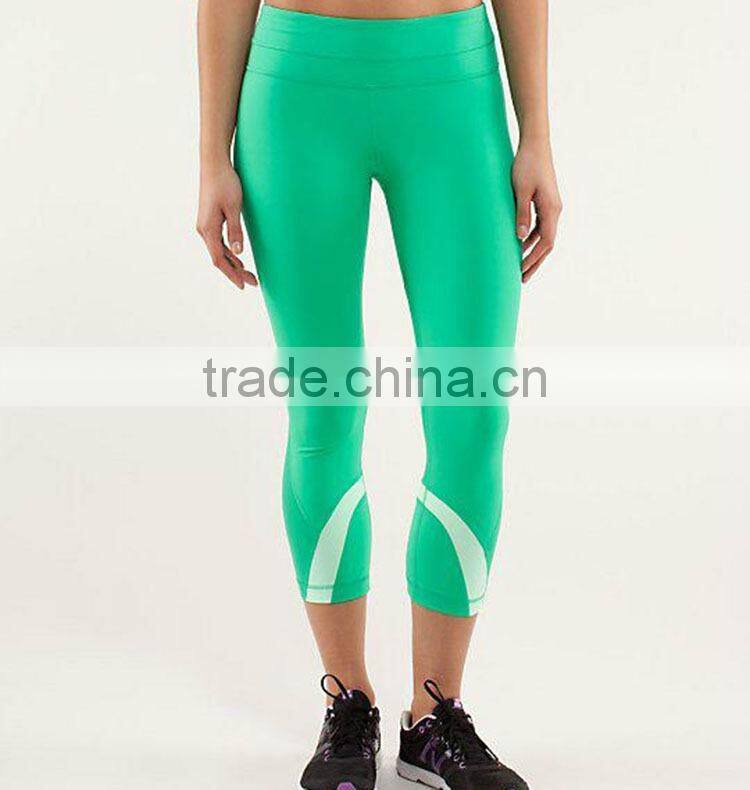 2015Wholesale 100% polyester womens slim fit 3/4 sports pants T-6