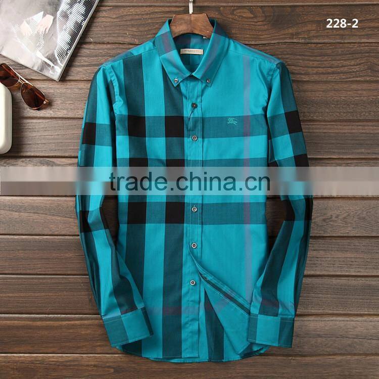 Best price bulk wholesale long sleeve check pattern bright color embroidered shirt