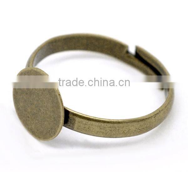Adjustable Antique Bronze Ring Base Blank Glue-on 18.3mm Ring Setting