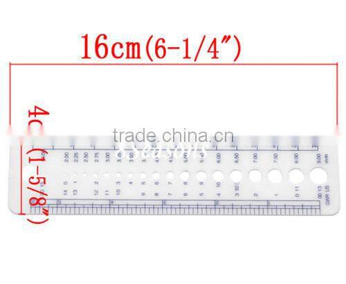 Cheap Wholesale White 0-15 Sizes Rectangle Needle Gauge Measure Tools For Knitting Needle