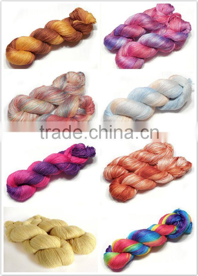Bright and shiny 100% spun silk yarn perfect for knitting shawls