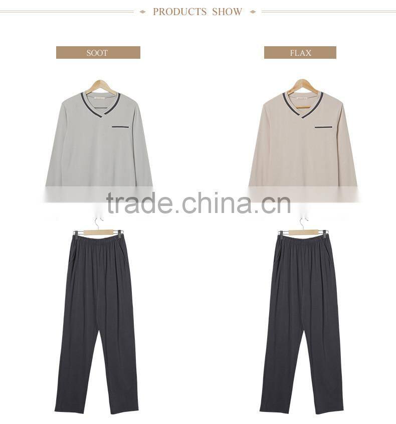 Wholesale Qianxiu Autumn Long Sleeves Cotton Comfort Knit Cotton 100 Mens Male Sleepwear