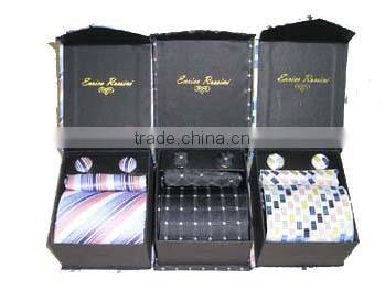 Fashion silk tie set with cufflinks and scarf
