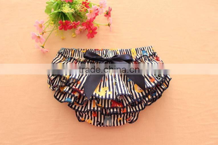 Wholesale cotton short bloomers baby girls animal shorts with bowknot