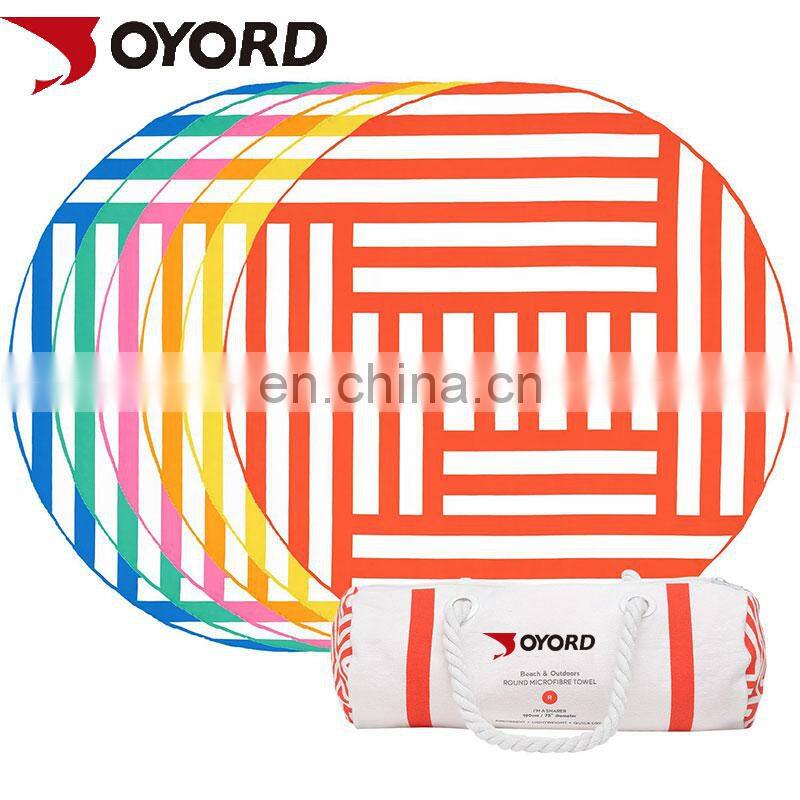 Quick dry Custom Printed Microfiber long lasting cooling feel sport round beach towel