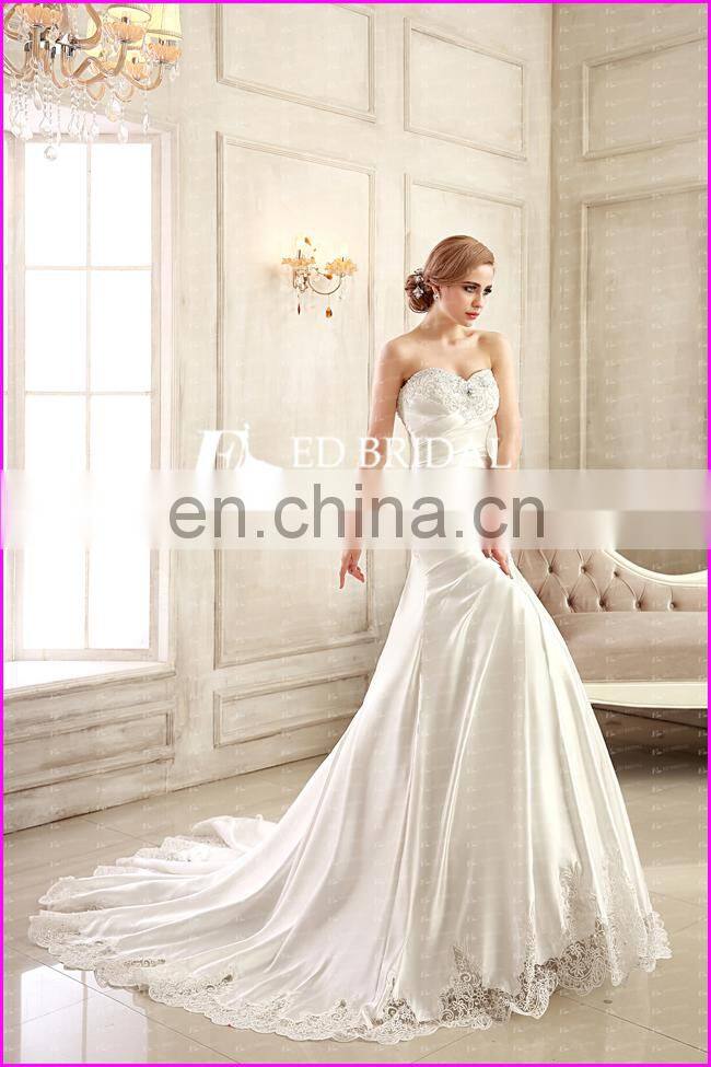 CE91 2015 Custom Made Simple Modern Cheap Mermaid Lace Trim Ruffles Beading Wedding Dresses 2015