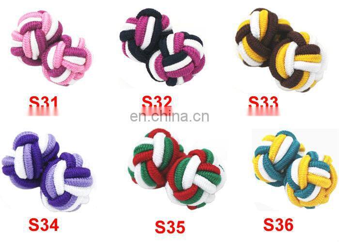 High Quality Multicolor Silk Knot Cufflinks Elastic Cuff links Fabric Cufflinks