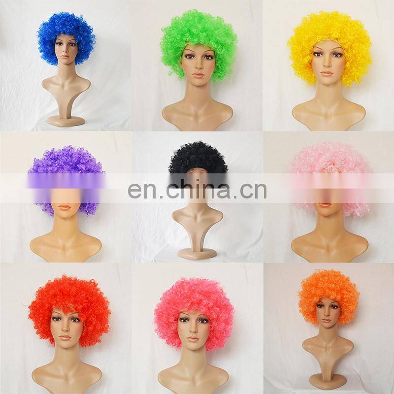 MCW-0427 Party Masquerade synthetic short women Hot curly yellow blue pink wig