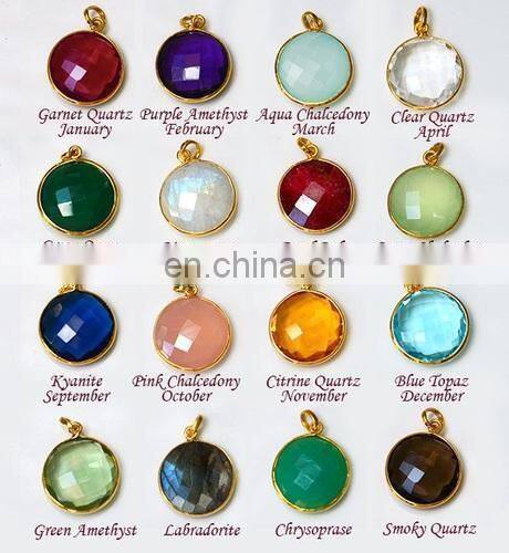 2015 wholesale gemstone pandent/Agate Slice Pave Set Pendant/Silver CZ pave pandent