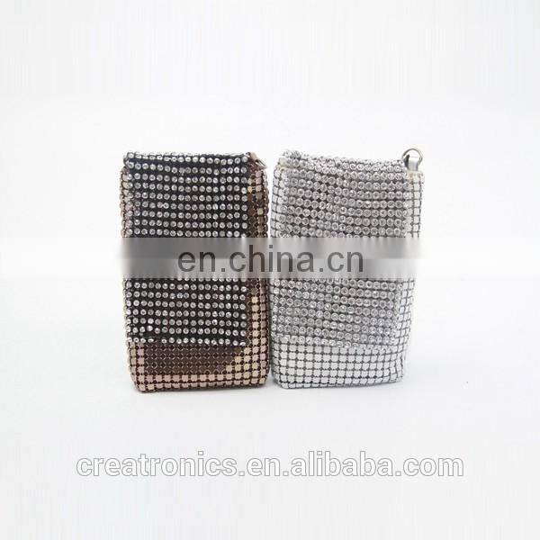 CR Low MOQ requirements aluminum diamond inlaid surface long chain hottest wholesale cell phone cases