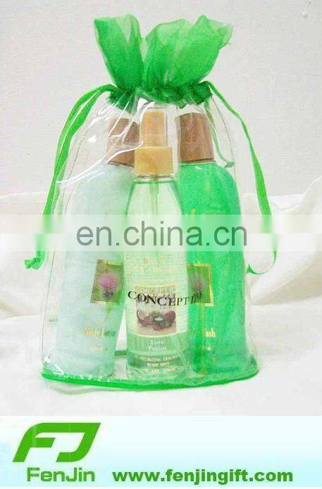 Cheap transparent pvc drawstring bag