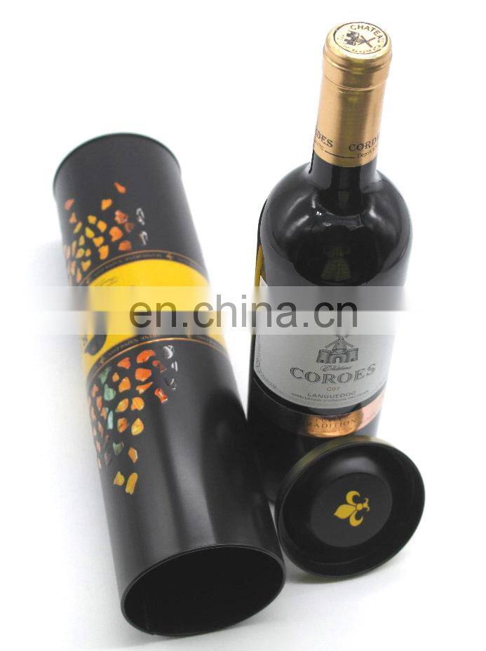 Round metal tin box for wine,tin packing box for gift wholesale