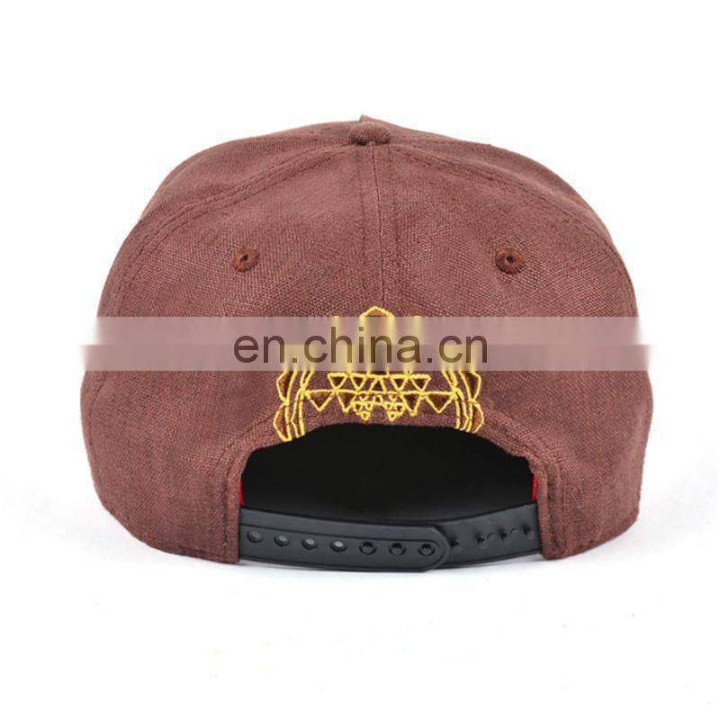 Plastic closure custom embroidery hemp snapback caps