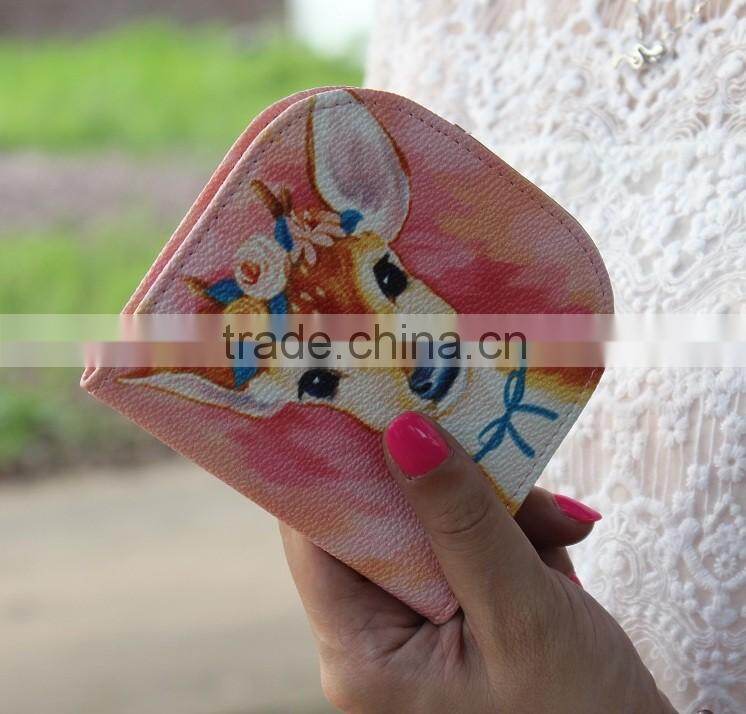 Newest simple Lovely Model PU leather Wallet Cartoon and animal Billetera Cartera for women para dama Mujer