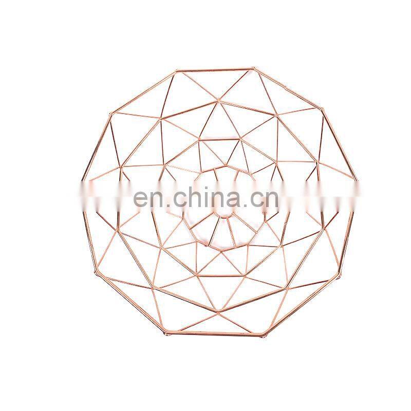 fruit basket bowl storage tray container kitchen round iron wire gold metal fruit basket