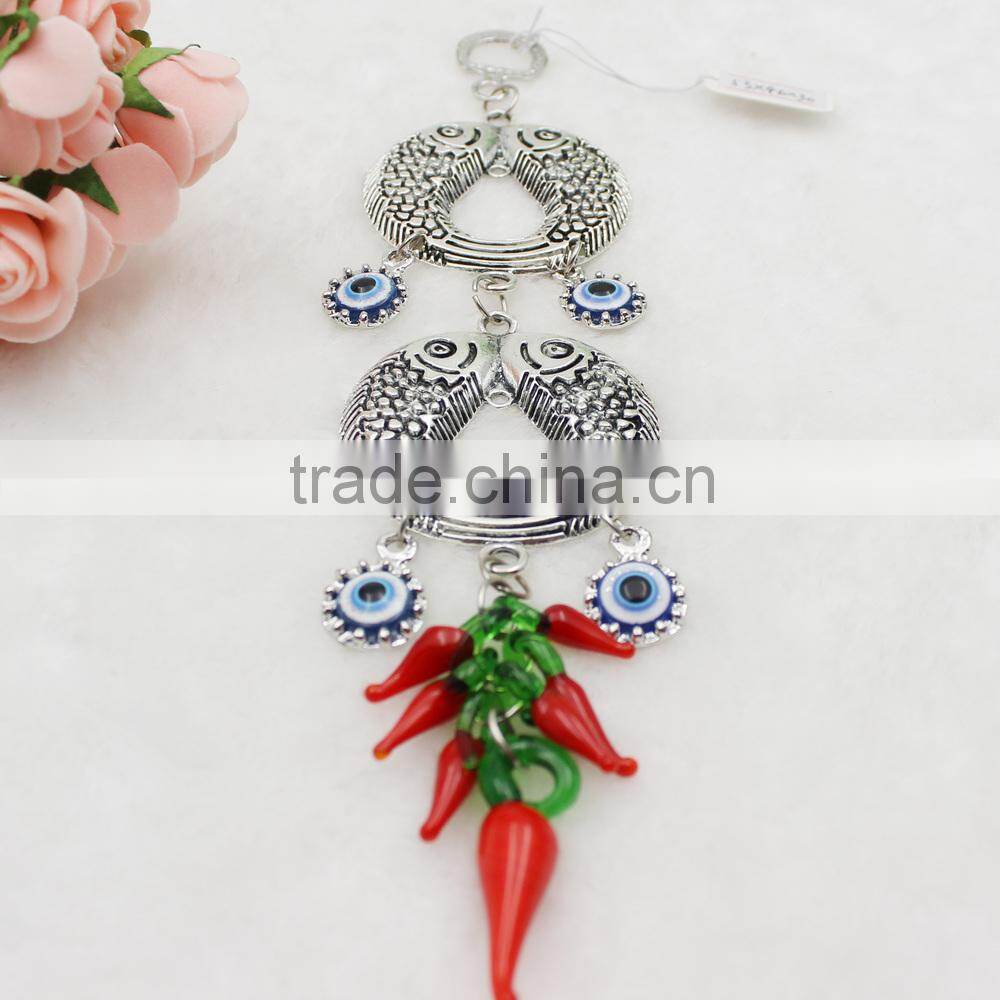 Islamic Religious Fish Pendant Car Hanging With Blue Evil Eye Beads