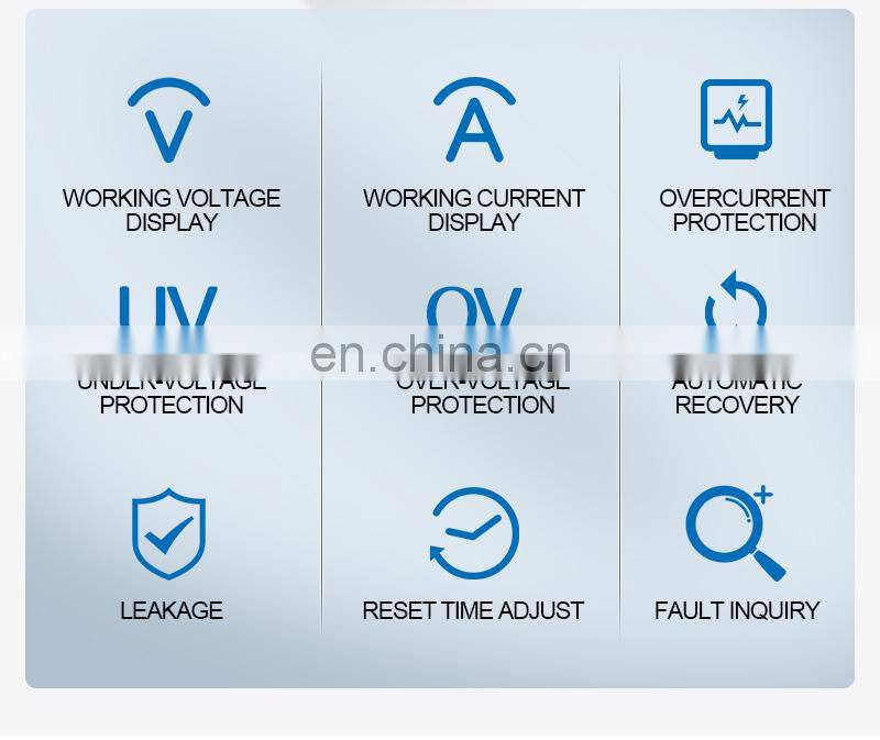 adjustable over voltage under voltage protector automatic 63A 40A RCBO Lightning Surge Power Leakage protector
