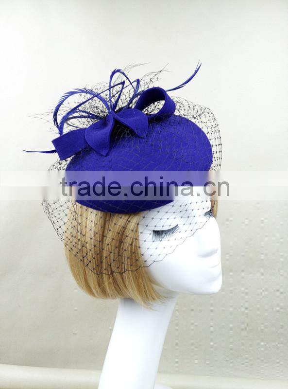 2015 New Coming Women Felt Wool Fascinator Hat With Veiling