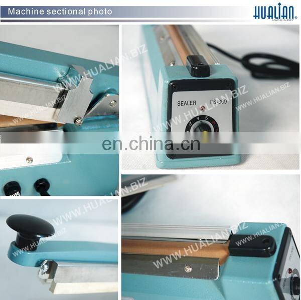 FS-300C Hualian Packing Food Sugar Blade Side Cutter Plastic Bag Impulse Hand Sealer Sealing Machine