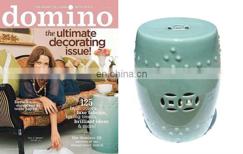 High Temperature burning Blue Glazed Chinese Ceramic Garden Stool Seat