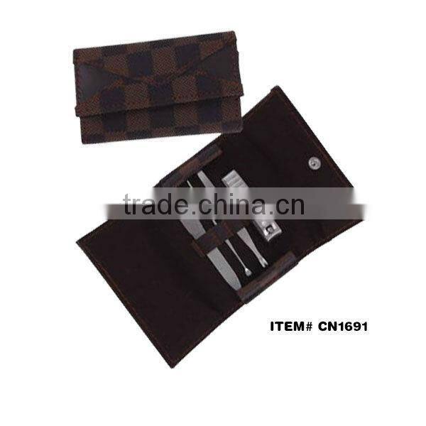 Dark red PU manicure set personal care kit