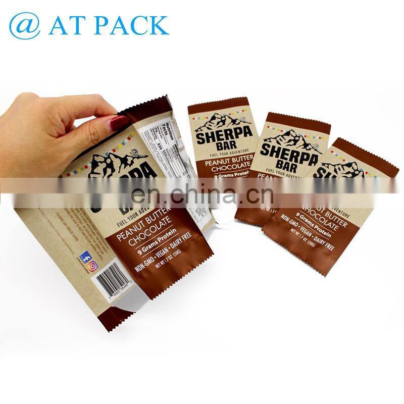 Heat Sealing Laminated Material Matte Heat Seal Energy Bar Packaging Bag Chocolate Granola Bars Wrappers
