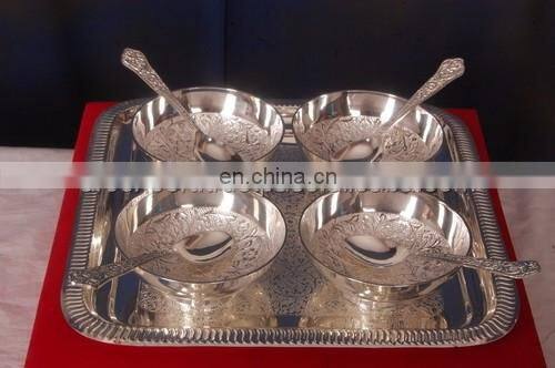 gola and silver plated antique serving bowl
