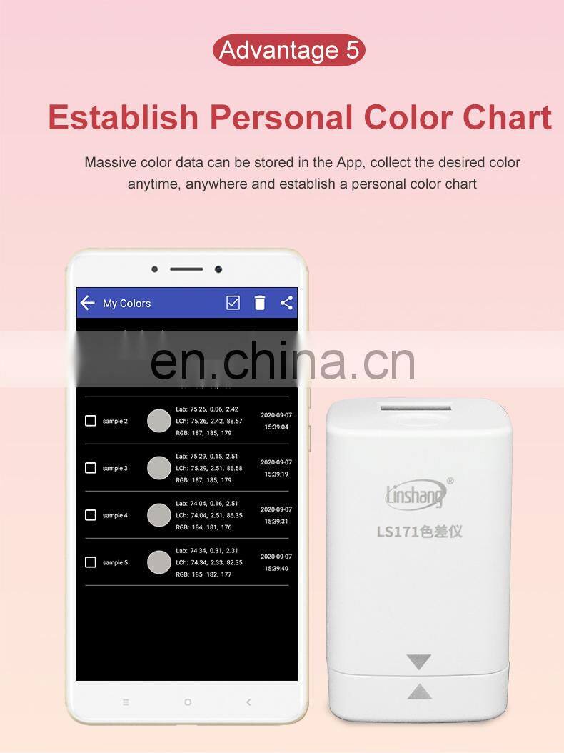 LS171 Portable Colorimeter with Cellphone APP For Printing Coating Ceramics Textiles Color Difference