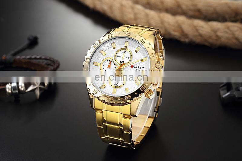 CURREN 8334 Men Quartz Chronograph Business Watches Fashion Stainless Steel Auto Date Casual Wristwatch