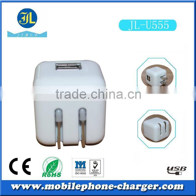 Guangzhou factory direct usb travel charger with foldable plug mobile phone chargers