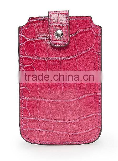 high quality handmade crocodile leather phone case with edge coats and small flap custom logo phone sleeve for iphone