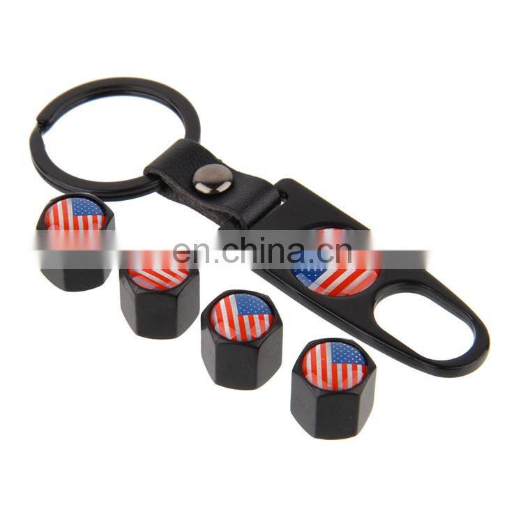 Union Jack Car Tyre Air Valve Dust Caps Plus Spanner Keyring