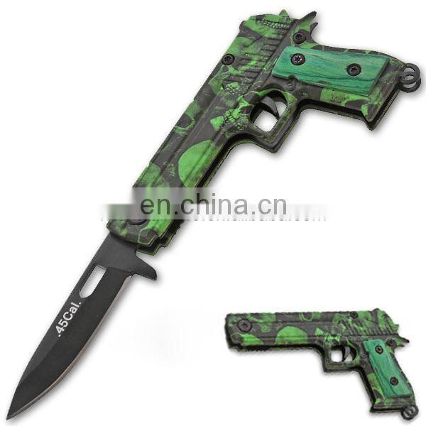 5.9 Inch Gun Shaped Aluminum Handle Mini Folding Camping Cheap Pocket knife